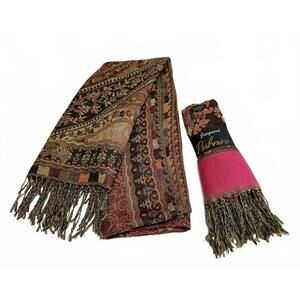 Jacquard Elegant Pashmina Scarves/Shawls with Fringe Detailing